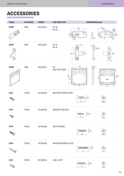 Khóa Nội Thất Điện Tử – Mã PN1-AR-A1 - Dành cho tủ sắt – dùng PIN Alkaline – có tay nắm liền