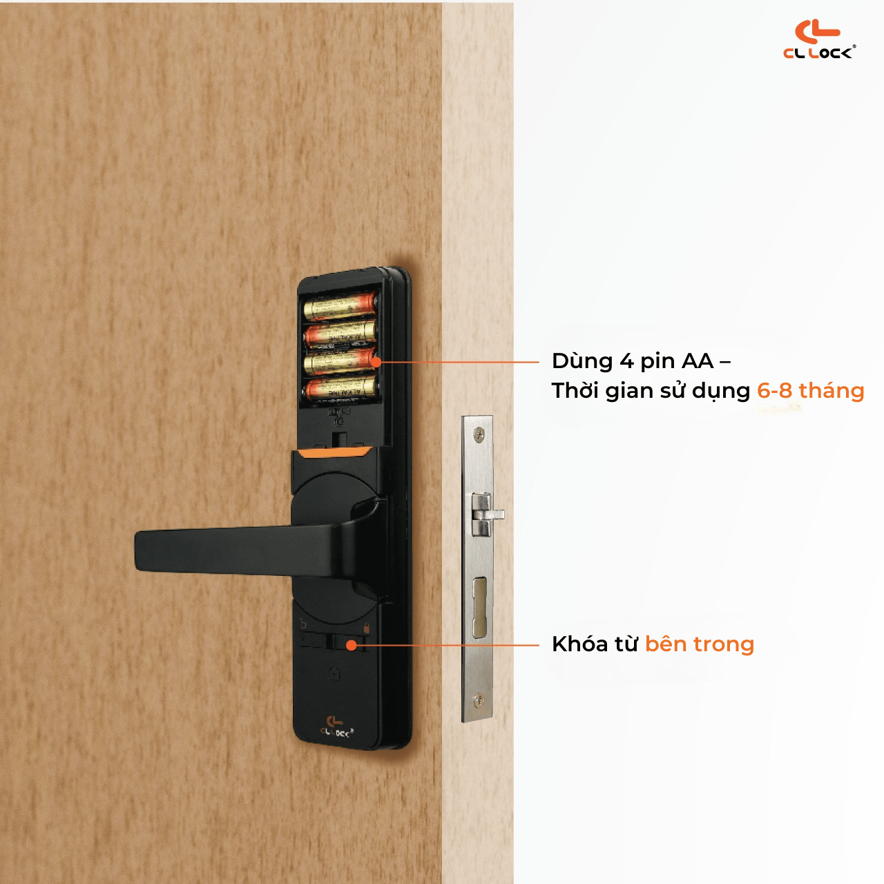 Khóa cửa điện tử CL-M1-12 – thiết kế bán tự động, mở bằng vân tay, thẻ từ và mật khẩu